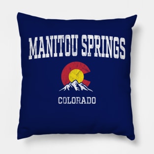 Manitou Springs CO Vintage Athletic Mountains Pillow