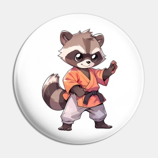 Kawaii Style Karate Master Raccoon Pin