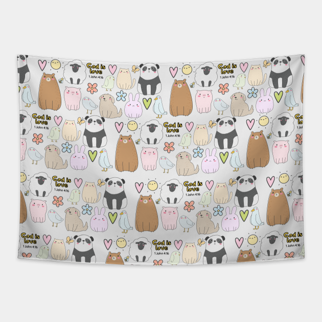 God is Love Scripture Cute Baby Animals Love Hearts - God Is Love - Tapestry | TeePublic God is Love Scripture Cute Baby Animals Love Hearts - God Is Love - Tapestry | TeePublic