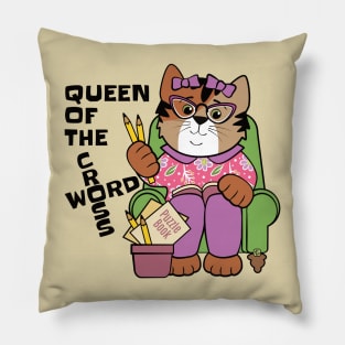 Queen of the Crossword Cat Pillow