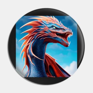 Intricate Orange and Blue Scaled Dragon Pin