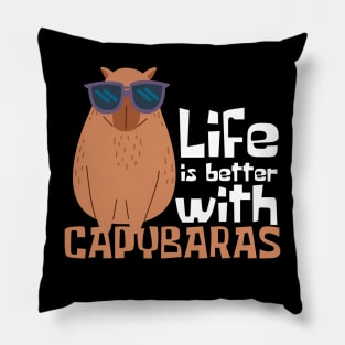 Life Is Better With Capybaras Funny Pillow