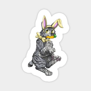 Bobtail BunnyCat: Grey Tabby (Yellow) Magnet