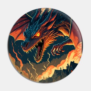 The Dragon attacks Dale - There and Back Again - Fantasy Pin