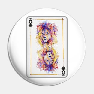 Lion Head Ace of Clubs Playing Card Pin