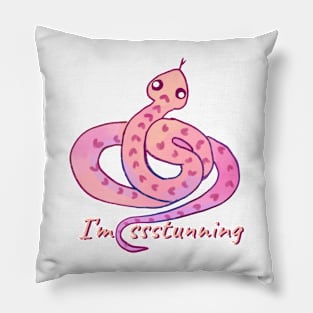 Cute watercolor snake I'm stunning Pillow