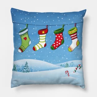 Christmas stockings landscape Pillow