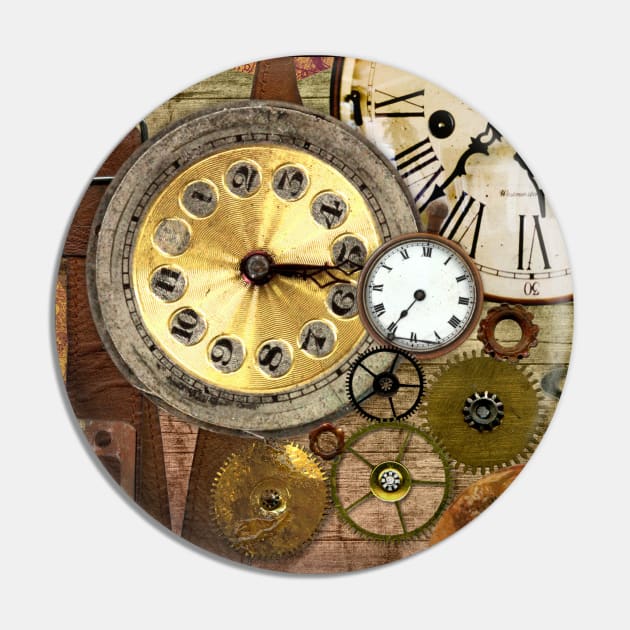 Steampunk Clocks, Steampunk Art Pin by hugandmug