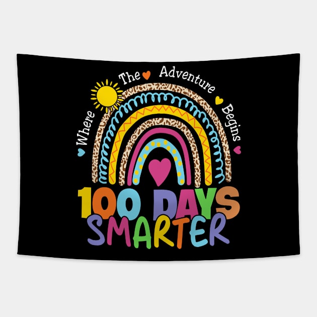 Rainbow 100 days smarter kindergarten pre k 1st grade Tapestry by Sandra Holloman