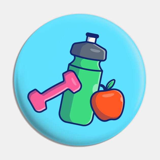 Dumbbell, Apple, And Bottle Cartoon Pin by Catalyst Labs