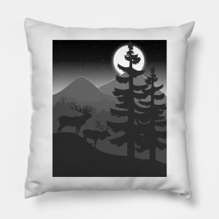 DEER IN MOUNTAIN NIGHT Pillow