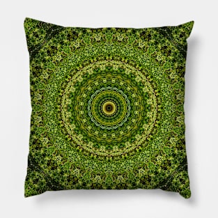 Mandala Kaleidoscope in Shades of Green and Brown Pillow