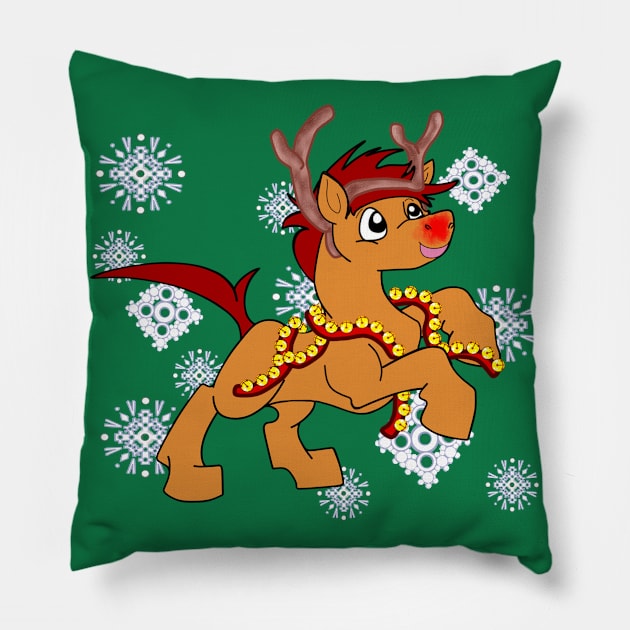 Chess the Red-Nosed Mustang Pillow by RockyHay