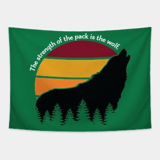 The Strength of the Pack is the Wolf Retro Sunset Tapestry