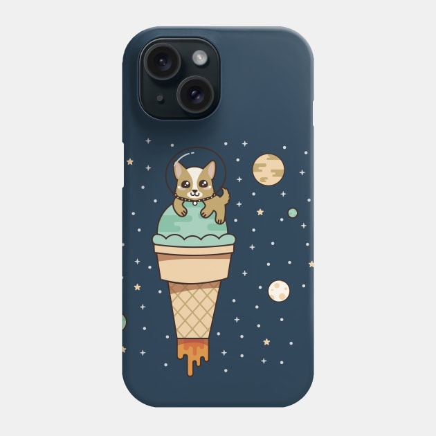 Kawaii Dog in Space Phone Case by latheandquill