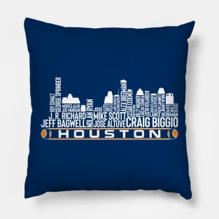 Houston Baseball Team All Time Legends, Houston City Skyline Pillow