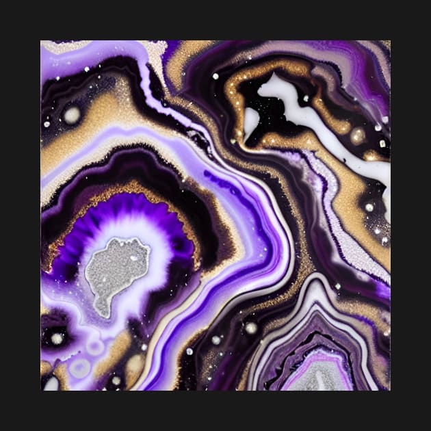Geode Like Marble Design - Purple, White, Black and Gold by ArtistsQuest