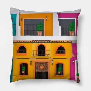 Colorful Facades in Romantic Zone Pillow