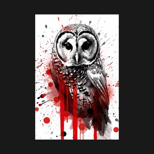 Barred Owl Ink Painting by TortillaChief