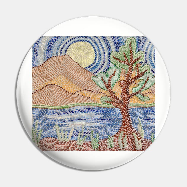 Handmade Embroidery of Landscape Pin by swarna artz