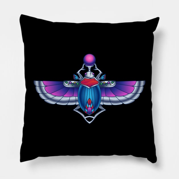 Ancient Egypt beetle Egyptian gods symbol Pillow by Anonic