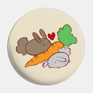 Hungry Bunnies and Carrot Pin