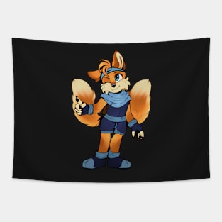 Two-Tailed Anthro Yellow Vixen Tapestry