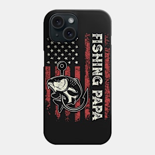 Fishing Papa US American Flag Reel Cool Papa Men Gifts Fathers Day Phone Case