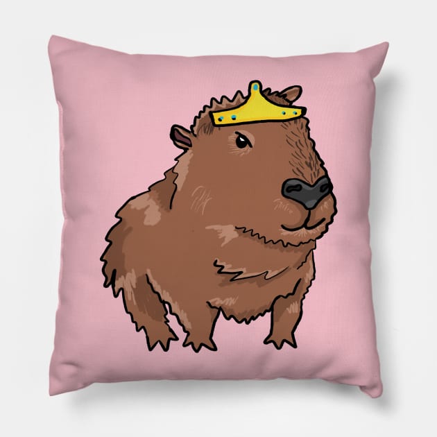 Little Miss Princess Capybara Pillow by RoserinArt