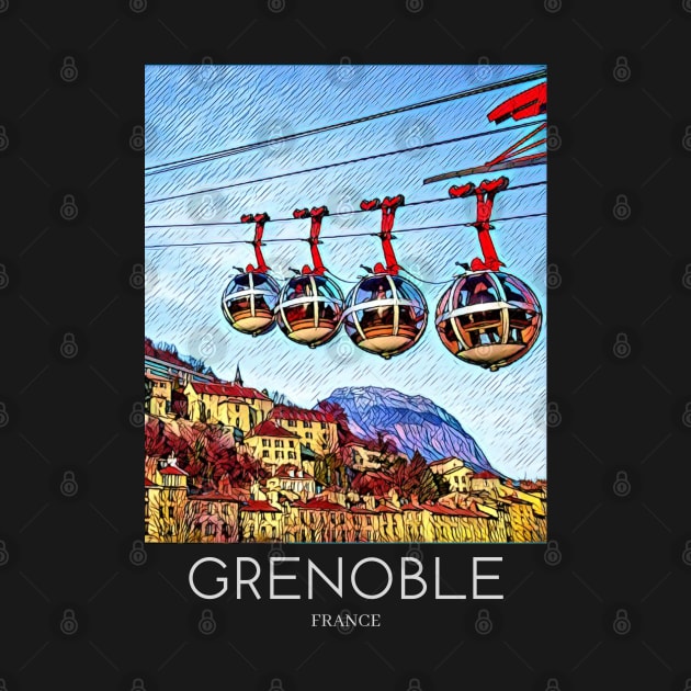 A Pop Art Travel Print of Grenoble - France by Studio Red Koala