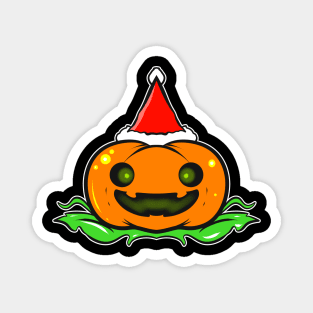 Cute Pumpkin with Santa Hat Christmas Halloween Hallowxmas Magnet