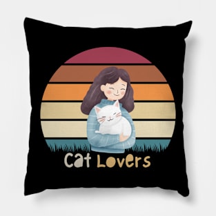 cat lover girl Pillow