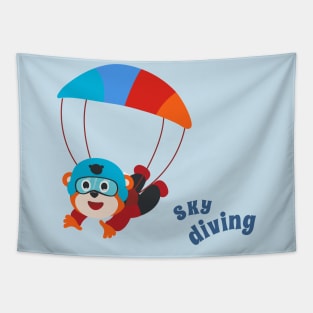 Vector illustration of a cute skydiver. Tapestry