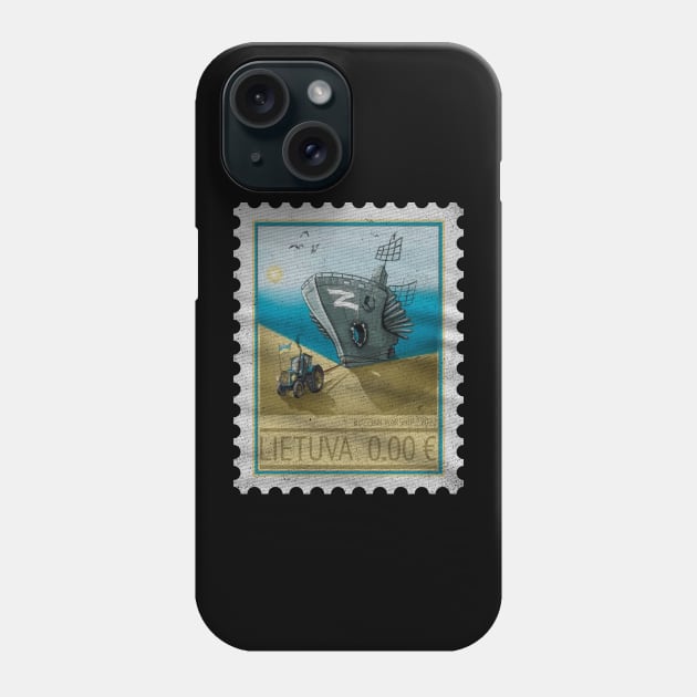 Ukraine Postage Stamp Ruzzian Warship 2022 Phone Case by MichaelLosh