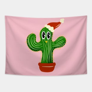 Cartoon Christmas Cactus Time! Tapestry