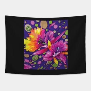 Whimsical Colorful Floral Print Tapestry