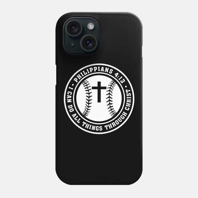 Baseball Softball Philippians 4:13 Jesus I can do all Things Christian Phone Case by TeeCreations