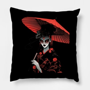 Geisha | Grim Reaper Geisha Skull | Cool Retro Japanese Aesthetic #15 Pillow