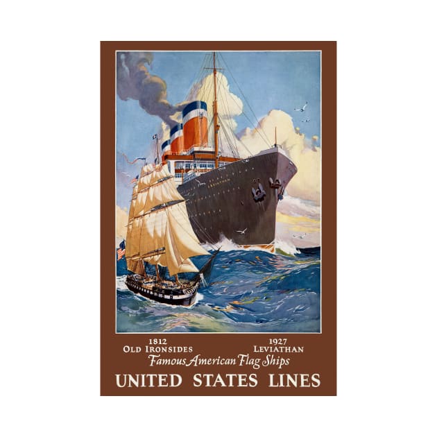 Famous American Flag Ships Vintage Poster 1927 by vintagetreasure