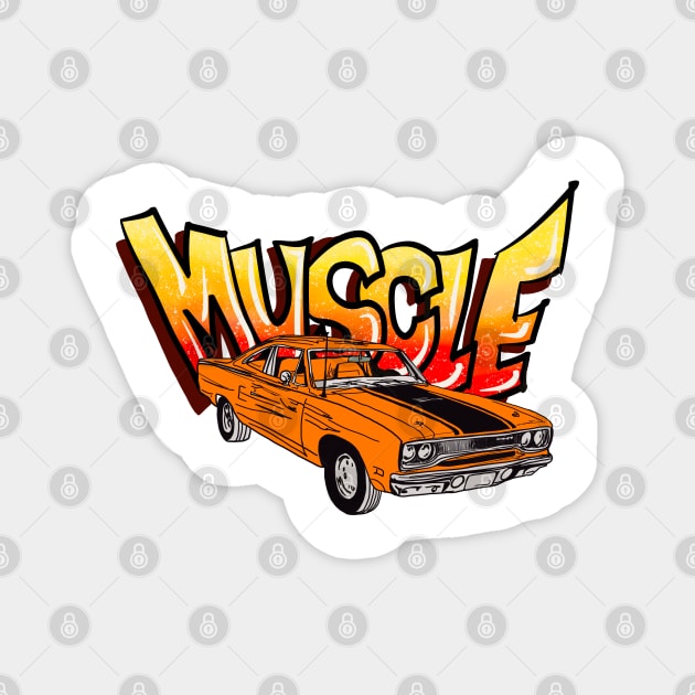 Road Runner GTX Muscle Car Design Magnet by russodesign