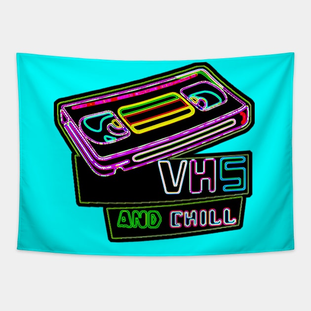 VHS and Chill (New Colors for Dark Tees) Tapestry by TJWDraws