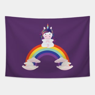 Unicorn rainbow meditation Tapestry