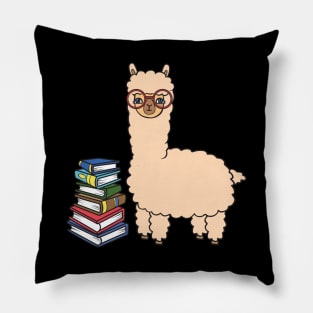 Alpaca with books is learning. Pillow