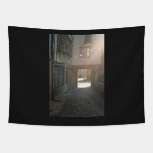 Medieval courtyard in Norwich bathed in sunlight Tapestry