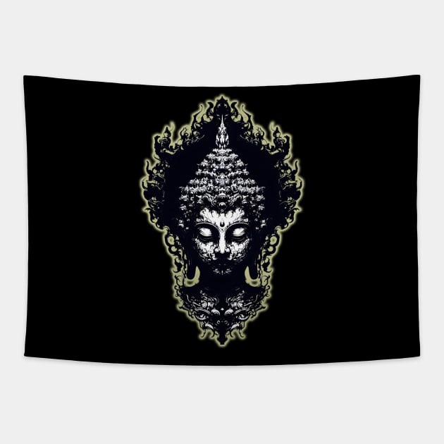 Gothic Buddha Silhouette Tapestry by MetalByte