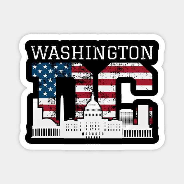 Washington Dc Capitol Hill Usa Flag Magnet by Weirdcore