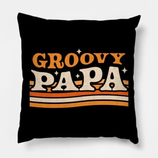 Groovy Papa 1970's Hippie Retro Vintage Fathers Day Pillow