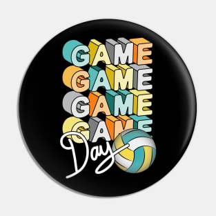 Game Day Volleyball Artwork Pin