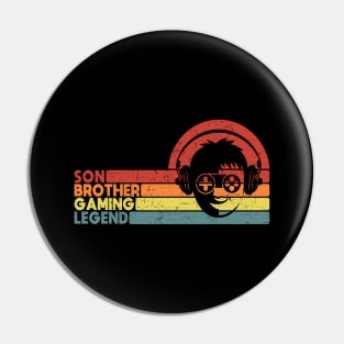 Son Brother Gaming Legend Gamer Gifts For Teen Boys Gaming Vintage Pin