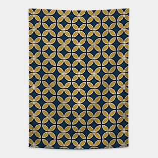 Retro Geometric Pattern Navy, Mustard Tapestry